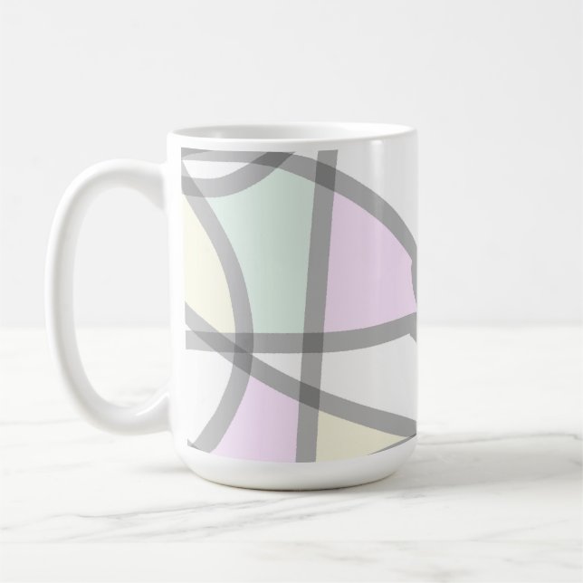Abstrakt Art Blek Beige Coral Rosa Gult  Kaffemugg (Vänster)
