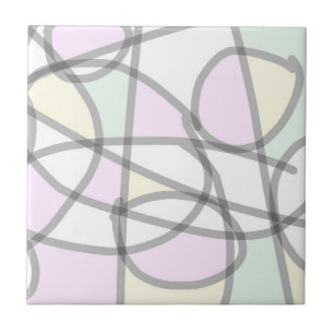 Abstrakt Art Blek Beige Coral Rosa Gult Kakelplatta