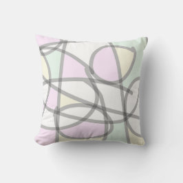 Abstrakt Art Blek Beige Coral Rosa Gult Kudde