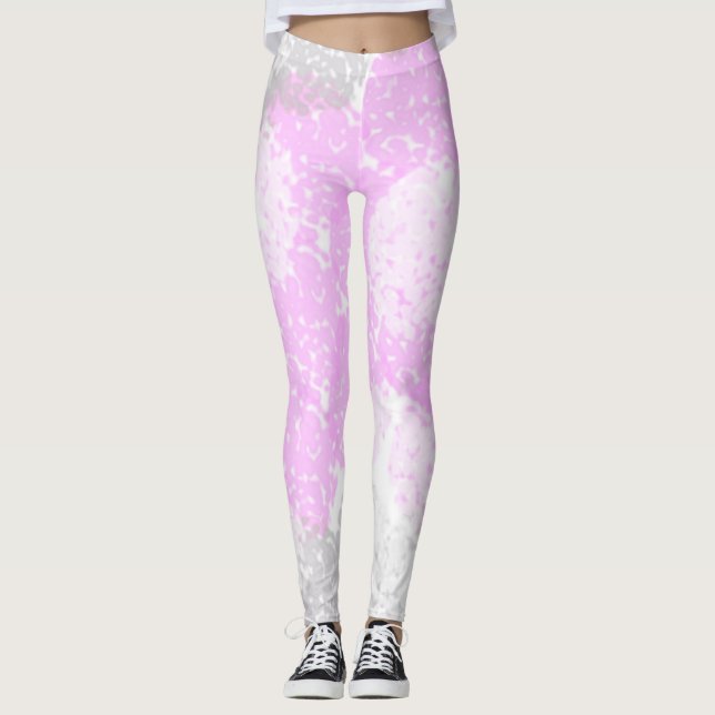 Abstrakt Art Blek Pastel Rosa Grått Minimalism Leggings (Framsida)