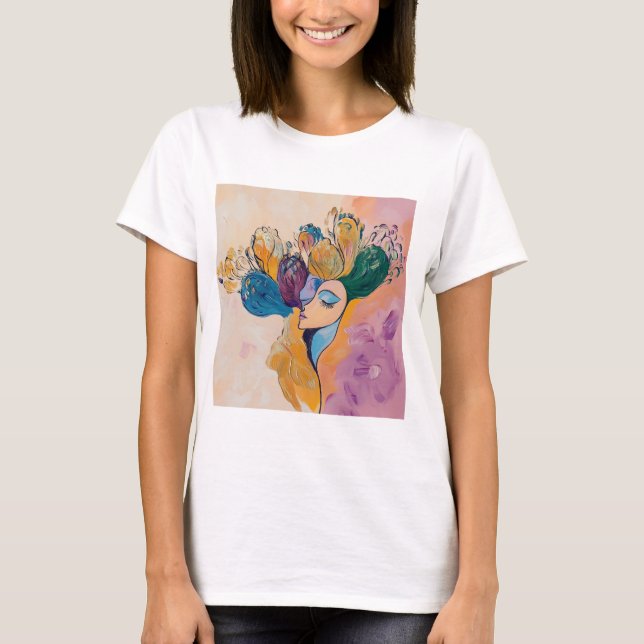 Abstrakt Art, Blommigt, modern design. T Shirt (Framsida)