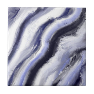 Abstrakt Art Blue Grått Modern Kakelplatta