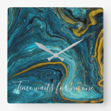 Abstrakt Art Blue Grönt Guld Marble