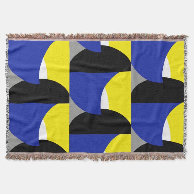 Abstrakt Art Blue Gult Black Blanket Filt (Framsidan)