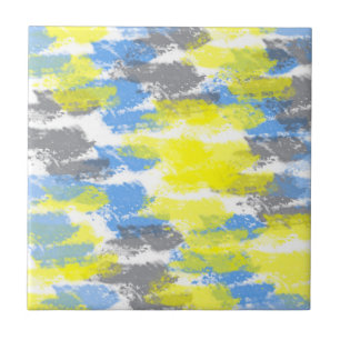 Abstrakt Art Blue Gult Grått White Minimalism Kakelplatta