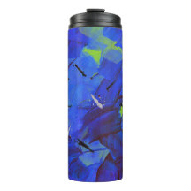 Abstrakt Art Blue & Gult Grönt Travel Tumbler
