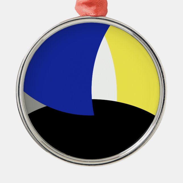 Abstrakt Art Blue-Gult Julgransprydnad Metall (Framsidan)