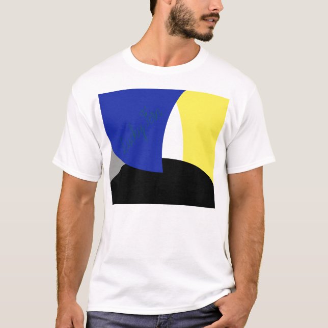Abstrakt Art Blue-Gult T Shirt (Framsida)
