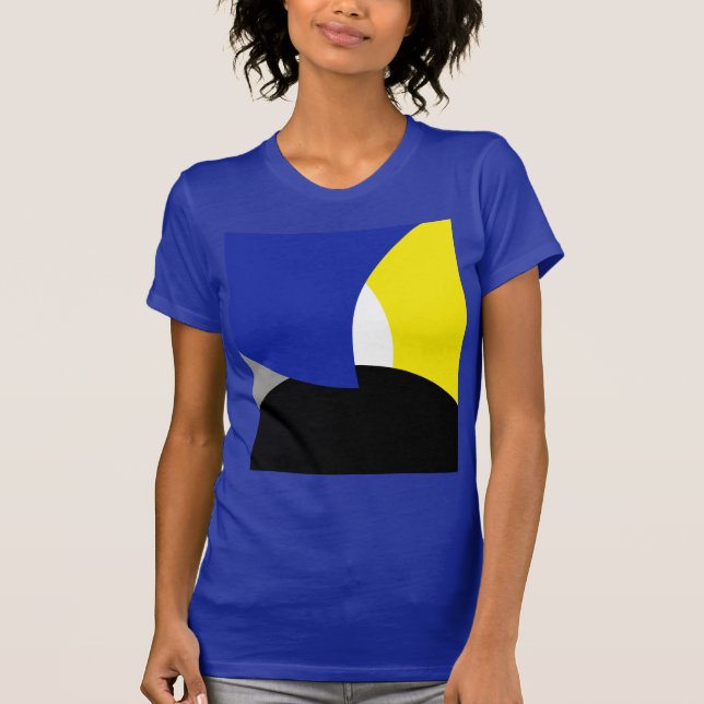 Abstrakt Art Blue-Gult T Shirt (Framsida)