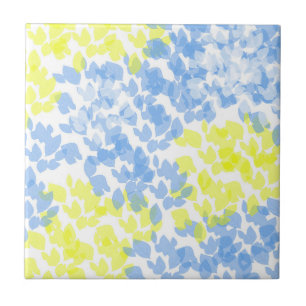 Abstrakt Art Blue Gult White Minimalism Kakelplatta