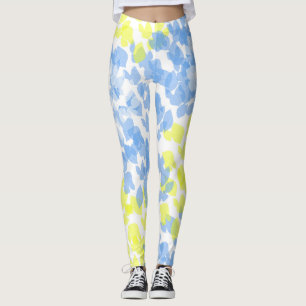 Abstrakt Art Blue Gult White Minimalism Leggings
