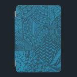 Abstrakt Art Blue Mönster iPad Mini Skydd<br><div class="desc">Utförlig och ornerad abstrakt mönster som ritats i svart bläck på blå bakgrund.</div>