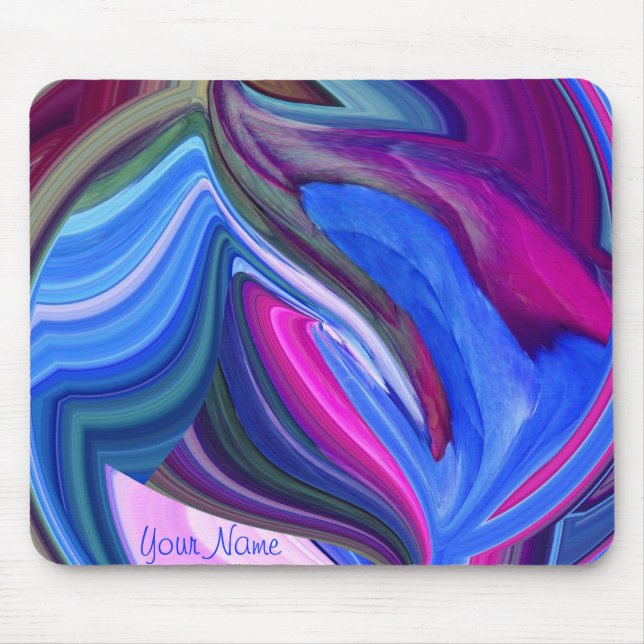 Abstrakt Art Blue N Rosa Löv Mouse Pad Musmatta (Framsidan)