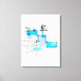 Abstrakt Art Blue och Grått Grönt Canvastryck