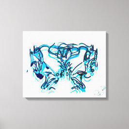 Abstrakt Art Blue och Teal Canvastryck