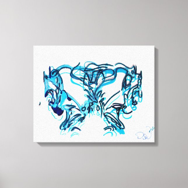 Abstrakt Art Blue och Teal Canvastryck (Framsida)