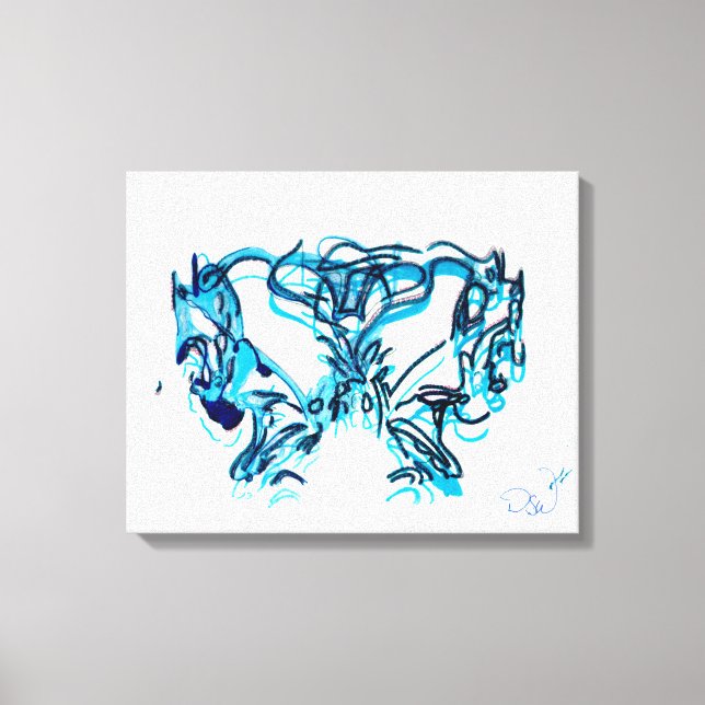 Abstrakt Art Blue och Teal Canvastryck (Framsida)
