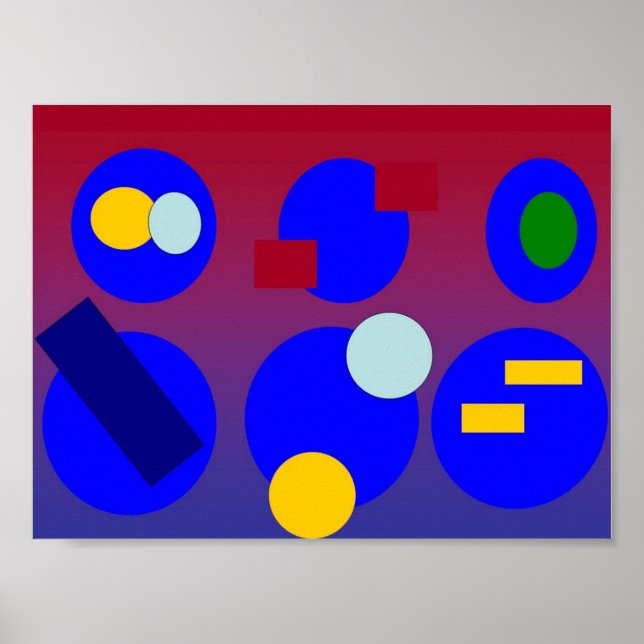 Abstrakt Art - Blue Red Dawn Poster (Framsidan)