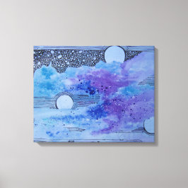 Abstrakt Art Blue Rosa och Grått Planet Space Canvastryck