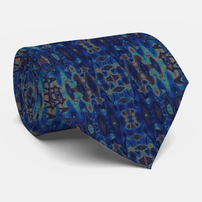 Abstrakt Art Blue Sine Vinkarare Mönster Neck Tie Slips (Rullad)