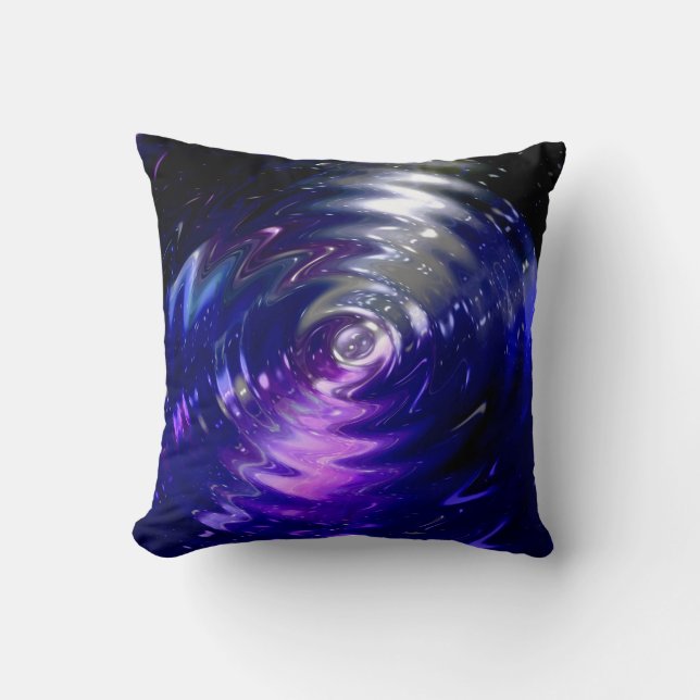 Abstrakt Art Blue Wave Swirl Kudde (Framsida)