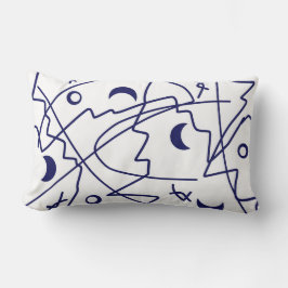 Abstrakt Art Blue White Line Circles Minimalism Lumbarkudde