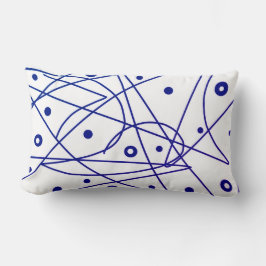 Abstrakt Art Blue White Linjer Circles Minimalism Lumbarkudde