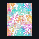 Abstrakt Art Boho Matisse Botaniska former Vykort<br><div class="desc">Botaniska kvistar och bladvita silhuetter på ljusa pastellbakgrunder i turkosblått, rosa och orange toner, Henri Matisse inspirerade originalkonstverk av tanjica</div>