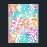 Abstrakt Art Boho Matisse Botaniska former Vykort<br><div class="desc">Botaniska kvistar och bladvita silhuetter på ljusa pastellbakgrunder i turkosblått,  rosa och orange toner,  Henri Matisse inspirerade originalkonstverk av tanjica</div>