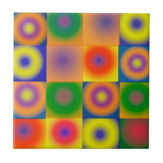 Abstrakt Art Bold, ljusblå Gult röd blå Kakelplatta (Framsidan)