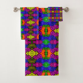 Abstrakt Art Bright Mönster Bath Tower Set
