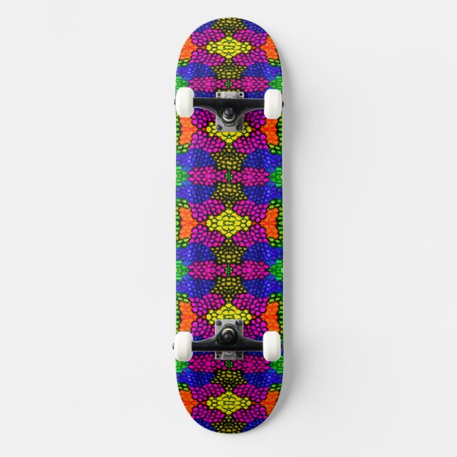 Abstrakt Art Bright Mönster Mini Skateboard Bräda 18,5 Cm (Framsida)