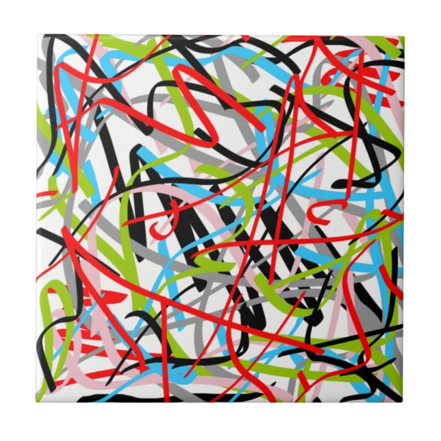 Abstrakt Art Busy Colorful Kakelplatta (Framsidan)