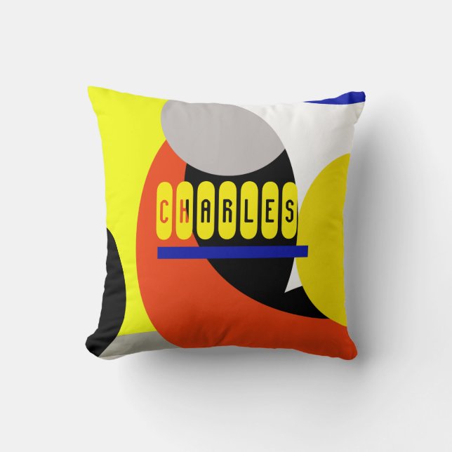 Abstrakt Art Charles Lägg till ditt namn Cushion P Kudde (Framsida)