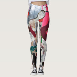 Abstrakt Art Collage Hand-målad Leggings