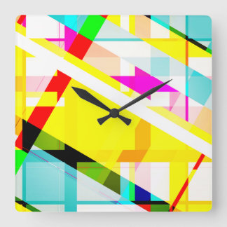 Abstrakt Art Colorful 1980-talet Stil Fyrkantig Klocka
