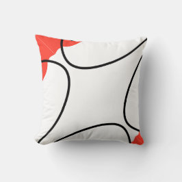 Abstrakt Art Coral Red Black White Kudde