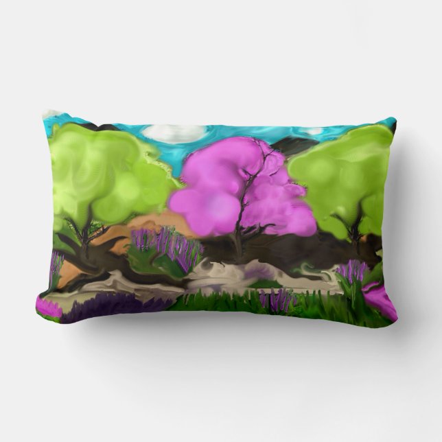 Abstrakt Art Cotton Candy Träd Lumbarkudde (Framsida)