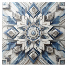 Abstrakt Art Deco All Grått Dusty Blue Benvit