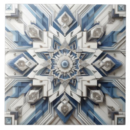 Abstrakt Art Deco All Grått Dusty Blue Benvit Kakelplatta