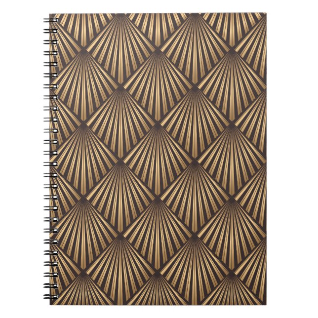 Abstrakt Art Deco: Guld Elegance. Anteckningsbok (Framsidan)