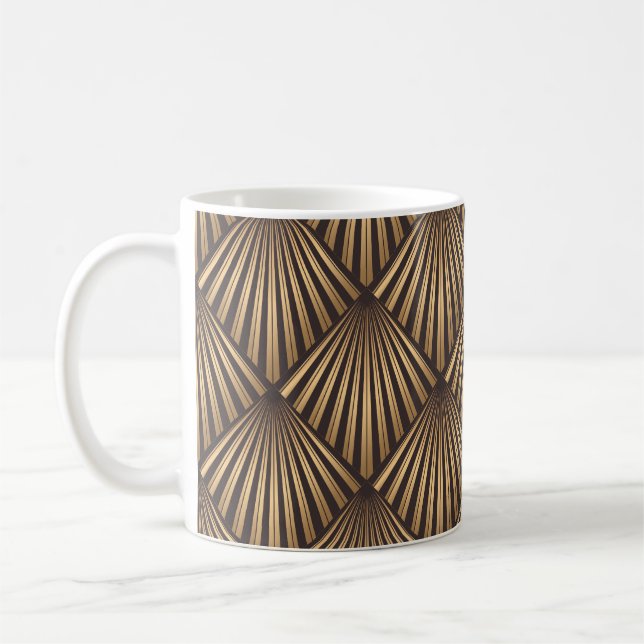 Abstrakt Art Deco: Guld Elegance. Kaffemugg (Vänster)