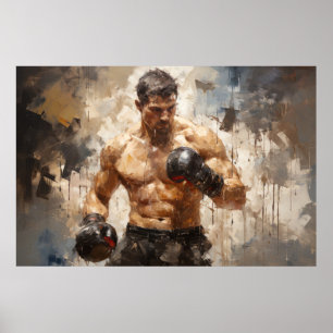 Abstrakt Art Decor för att måla i Boxer Boxing Spo Poster