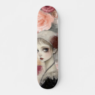 Abstrakt Art Distress Grunge Girl MixMedia Mini Skateboard Bräda 18,5 Cm