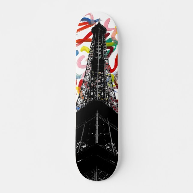 Abstrakt Art-Eiffel Torn Skateboard (Framsida)