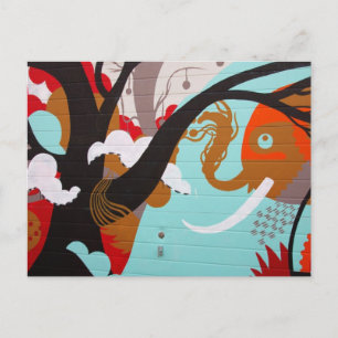 Abstrakt Art Elephant och Träd Vykort