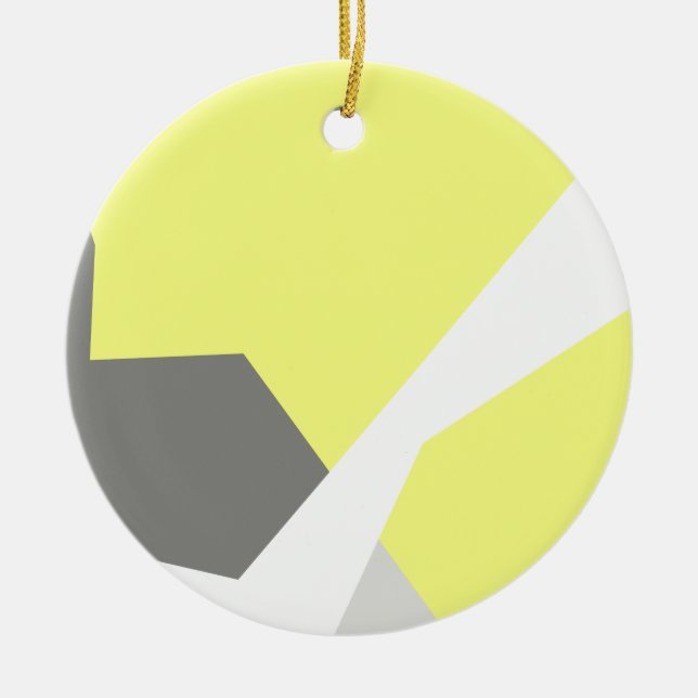 Abstrakt Art Energy Gult Grått Julgransprydnad Keramik (Framsidan)