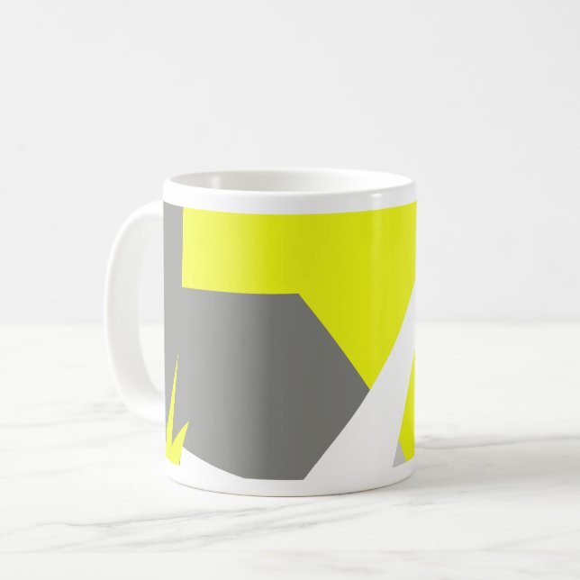 Abstrakt Art Energy Gult Grått Kaffemugg (Framsida vänster)