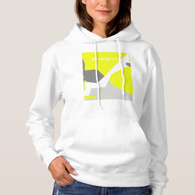 Abstrakt Art Energy Gult Grått T Shirt (Framsida)