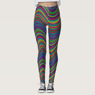 Abstrakt Art Färg dekorativ Vågigt Linjer Leggings